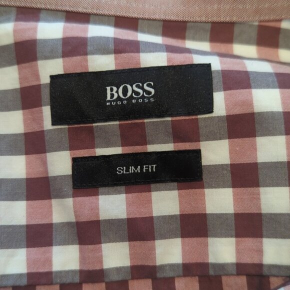 Men's Hugo Boss Red and White Button-Up Slim Fit Shirt - Size L NWT - Picture 5 of 8